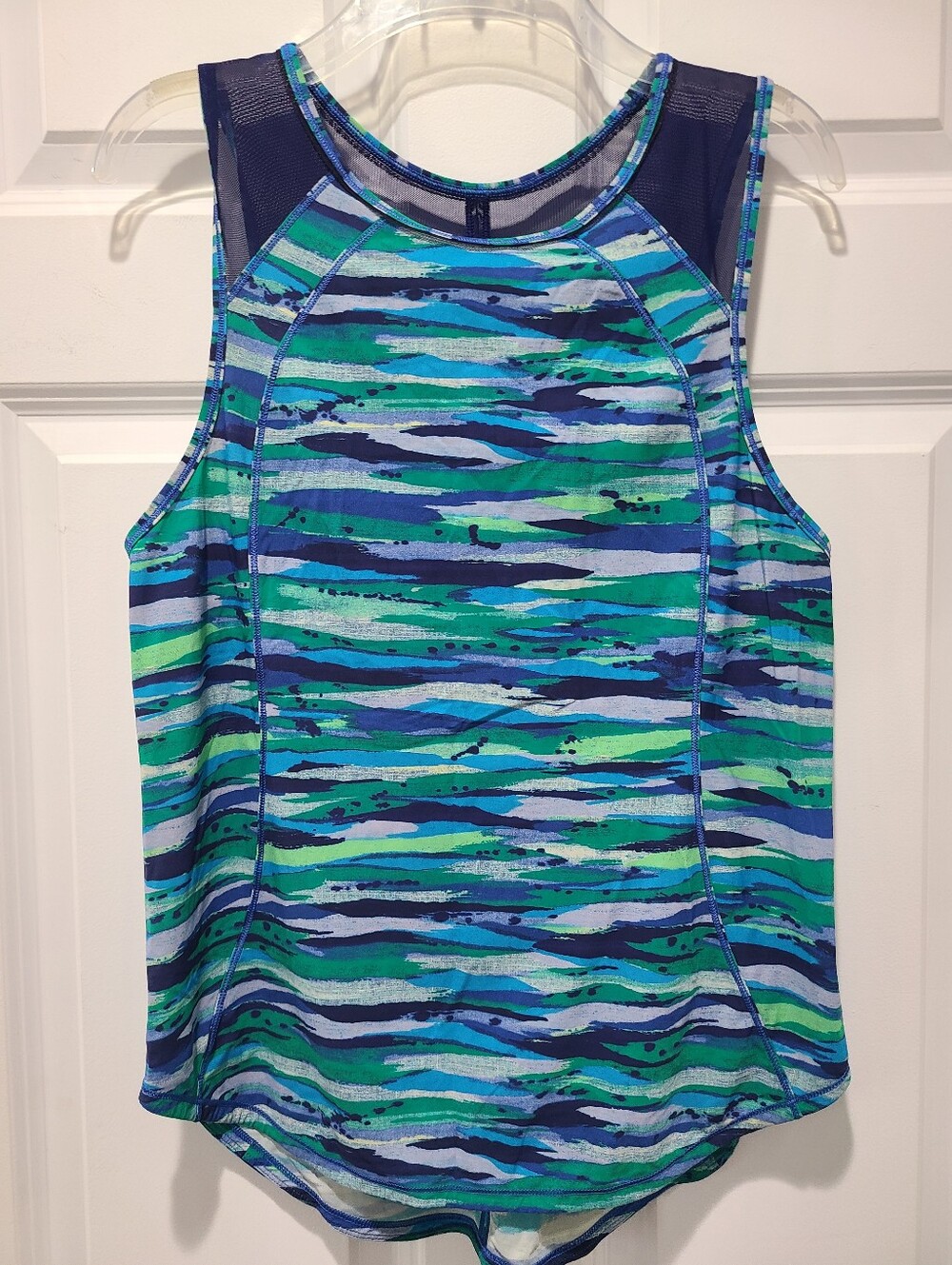 Lululemon Sculpt Athletic Running Tank Blue-Green Wave Print Size 6